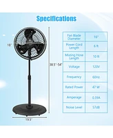 Slickblue 16 Inch Outdoor Misting Fan Oscillating Pedestal Fan with 3 Mist Levels-Black