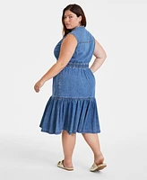 On 34th Trendy Plus Denim Tiered Midi Dress, Created for Macy's