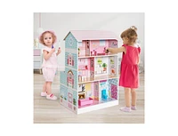 Slickblue 2-In-1 Double Sided Kids Kitchen Playset and Dollhouse with Furniture