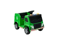 Slickblue 12V Kids Ride-on Garbage Truck with Warning Lights and 6 Recycling Accessories