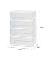 Iris Usa 4 Drawers Plastic Stacking Wide Chest, White