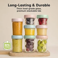 KeaBabies 8pk Prep Baby Food Storage Containers, Leak-Proof, Bpa Free Glass Jars for Feeding