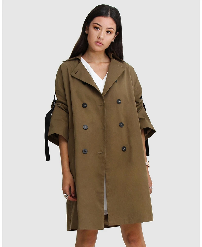 Belle & Bloom Women's Russian Romance Oversized Trench Coat - Military