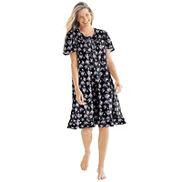 Dreams & Co. Women's Short Floral Print Cotton Gown