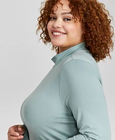 And Now This Trendy Plus Size Mock-Neck Long-Sleeve Top