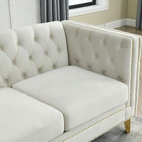 82.2" Velvet L-Shaped Corner Sofa, 5-Seater
