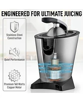 Zulay Kitchen Powerful Electric Orange Juicer Squeezer - Stainless Steel, Soft Touch Handle Citrus