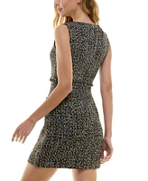 City Studios Juniors' Metallic Boucle Sheath Dress