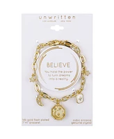 Unwritten White Enamel Cubic Zirconia and Crystal Star Moon Charm Bracelet