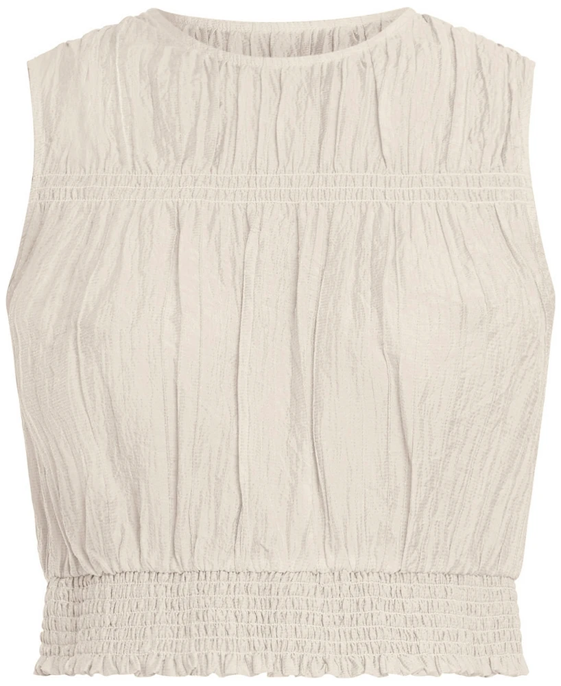 Bcbg New York Women's Crewneck Smocked Sleeveless Top
