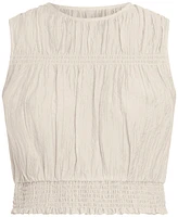 Bcbg New York Women's Crewneck Smocked Sleeveless Top