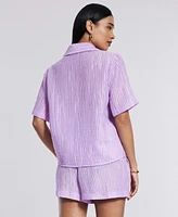 Bcbg New York Women's Short-Sleeve Button-Up Shirt