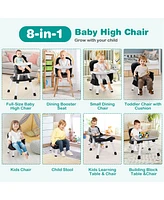 Costway Toddler 8-in-1 High Chair Convertible Dining Booster Seat w/ Removable Tray