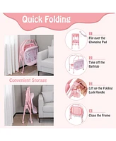Costway Baby Changing Table with Bathtub, Folding & Portable Diaper Station Wheels