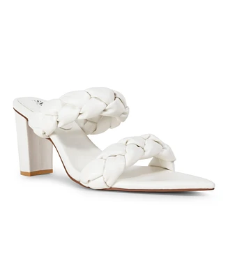 Women's Sienna Double Band Braided Block Heel Dress Sandals - Extended Sizes 10-14