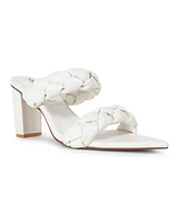 Women's Sienna Double Band Braided Block Heel Dress Sandals - Extended Sizes 10-14