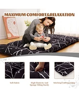 Caromio Futon Mattress Twin Size, Branches Print Floor Mattress Pad Portable Dorm Sleeping Pad, 39"x 80"