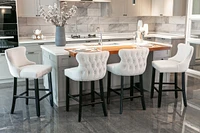 Velvet Wingback Bar Stools with Button Tufted Decoration, Set of 2