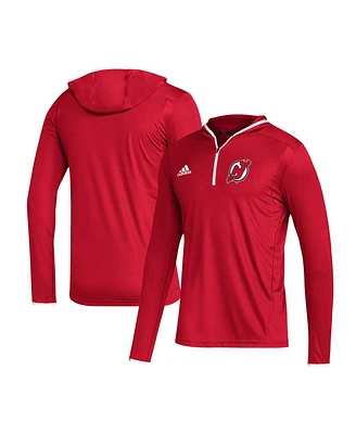 Adidas Men's New Jersey Devils Team Long Sleeve Quarter-Zip Hoodie T-Shirt