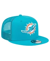 New Era Men's Aqua Miami Dolphins Main Trucker 9FIFTY Snapback Hat