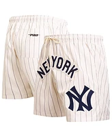 Pro Standard Men's Cream New York Yankees Pinstripe Retro Classic Woven Shorts