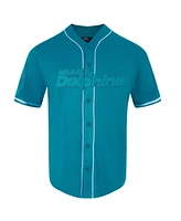 Pro Standard Men's Aqua Miami Dolphins Triple Tonal Mesh Button-Up Shirt