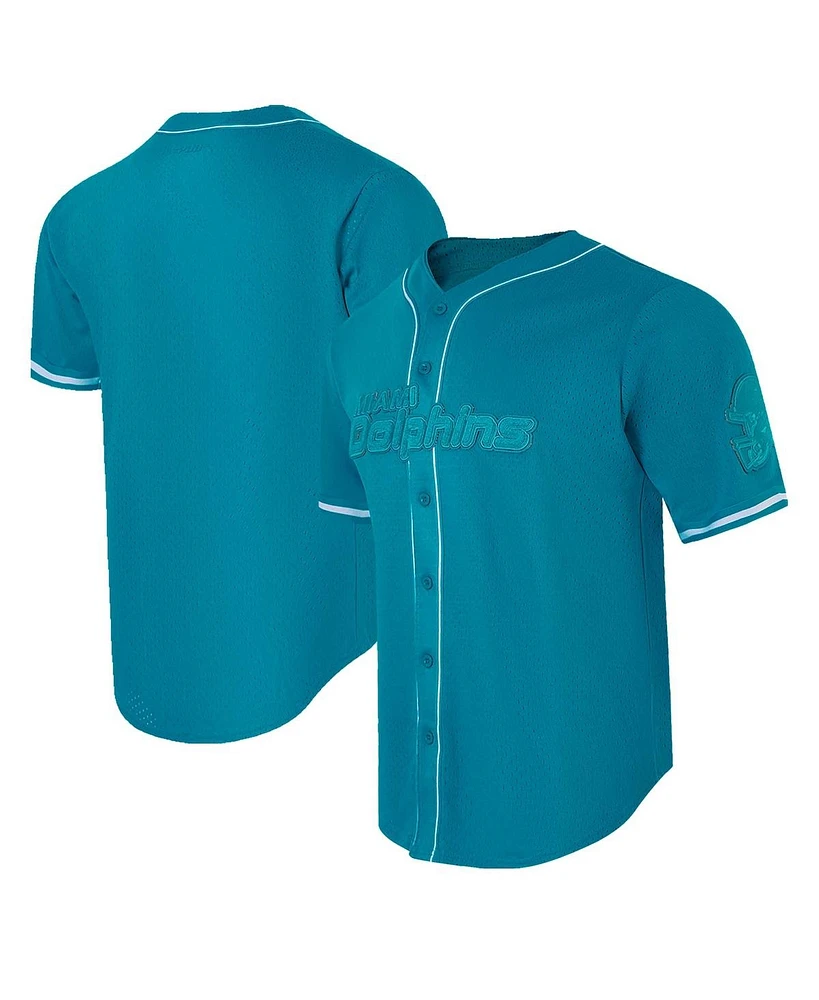 Pro Standard Men's Aqua Miami Dolphins Triple Tonal Mesh Button-Up Shirt