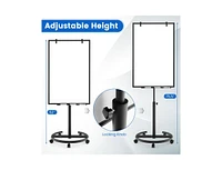 Slickblue Height-Adjustable Mobile Whiteboard with Round Stand Paper Clips-Black