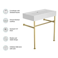 30" Bathroom Console Sink With Overflow