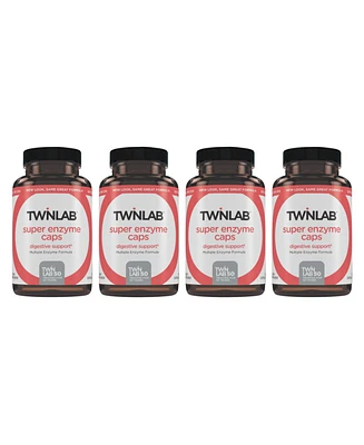 Twinlab Super Enzyme Caps - Constipation Supplement with Digestive Enzymes - 50 Capsules (Pack of 4)