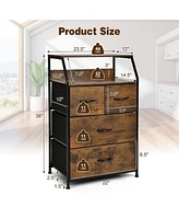 Sugift Freestanding Cabinet Dresser with Wooden Top Shelves