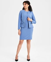 Kasper Petite Collarless Open-Front Blazer