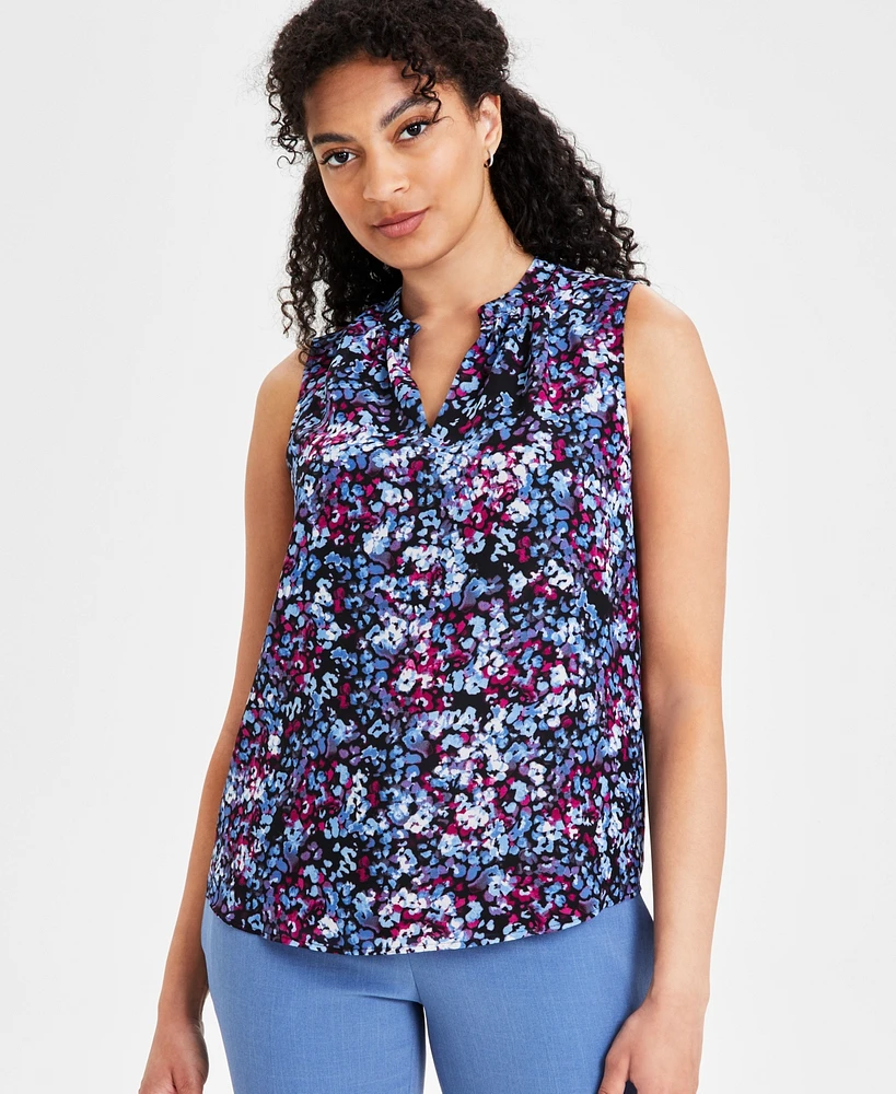 Kasper Women's Printed Keyhole Blouse