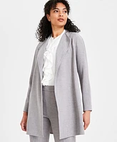 Kasper Petite Long Collarless Open-Front Blazer