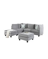 Simplie Fun Simona Gray Velvet 6 Piece Modular Sectional Sofa