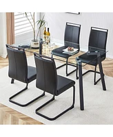 Simplie Fun Rectangular Glass Dining Set with 4 Chairs