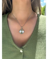 Rivka Friedman Rhodium Polished Finish Large Clover Pendant Necklace