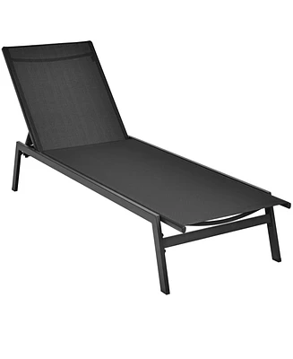 Slickblue Outdoor Reclining Chaise Lounge Chair with 6-Position Adjustable Back