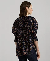 Lauren Ralph Women's Floral Puff-Sleeve Blouse