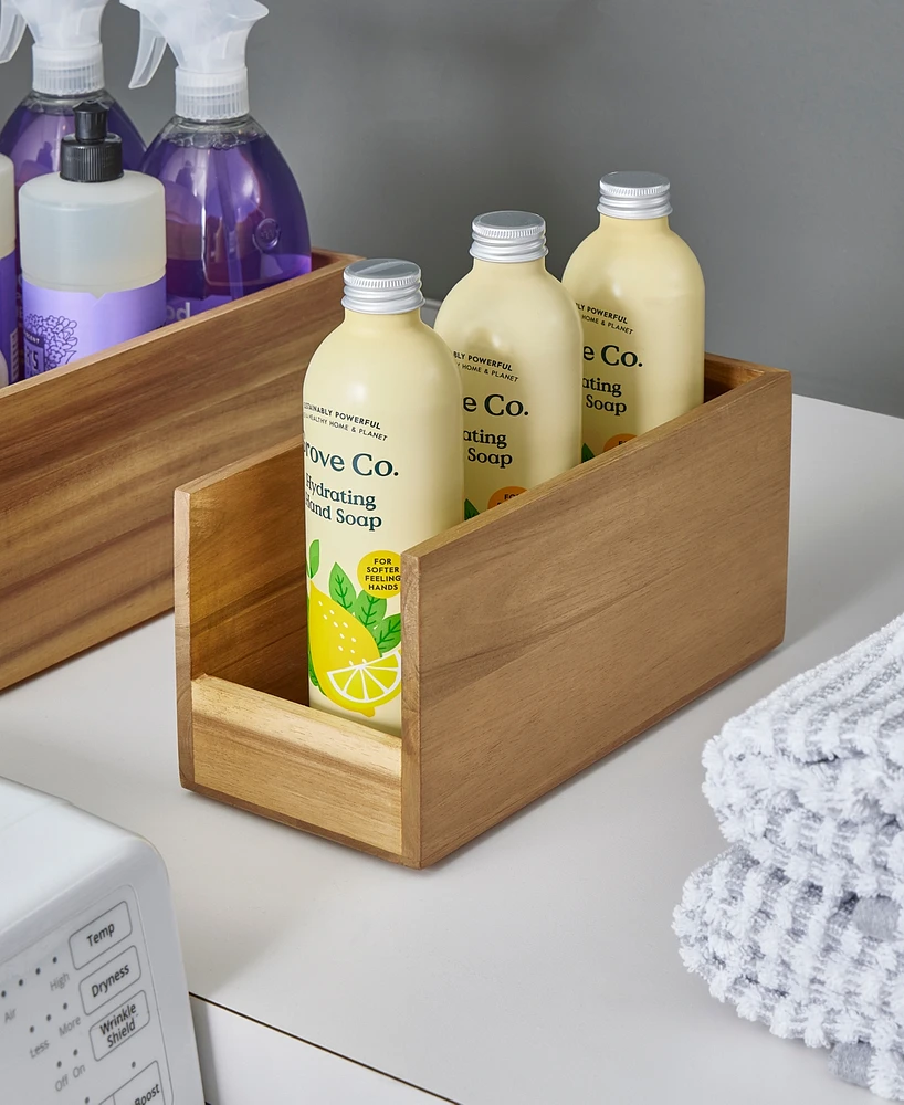 iDesign Acacia Wood Narrow Open-Front Pantry Bin