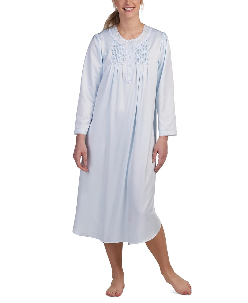 Miss Elaine Women's Embroidered Long-Sleeve Nightgown