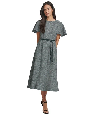 Calvin Klein Women's Tweed Belted A-Line Dress