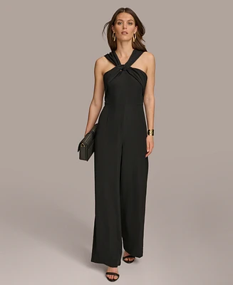 Donna Karan Women's Twist-Neck Wide-Leg Jumpsuit