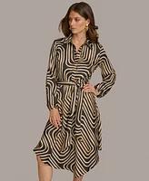 Donna Karan Women's Printed Button-Front Belted Dress