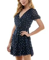 City Studios Juniors' Foil-Print Jersey Fit & Flare Dress