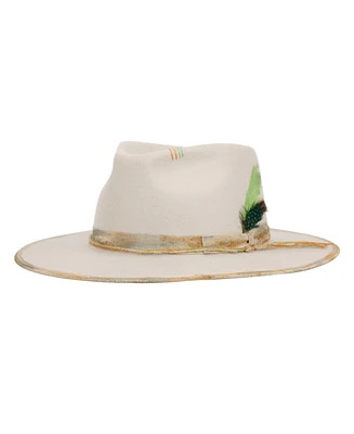 Angela & William Vintage-Like Flat Brim Felt Fedora Ranch Hat