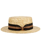 Angela & William Wheat Straw Skimmer Boater Hat