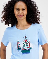 Holiday Lane Women's Sailboat Spirit Tee, Created for Macy's