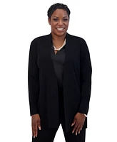 Kasper Women's Collarless Open-Front Cardigan