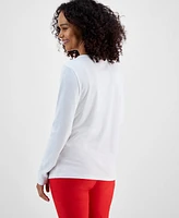 Holiday Lane Women's Winter Village Long-Sleeve Top, Created for Macy's